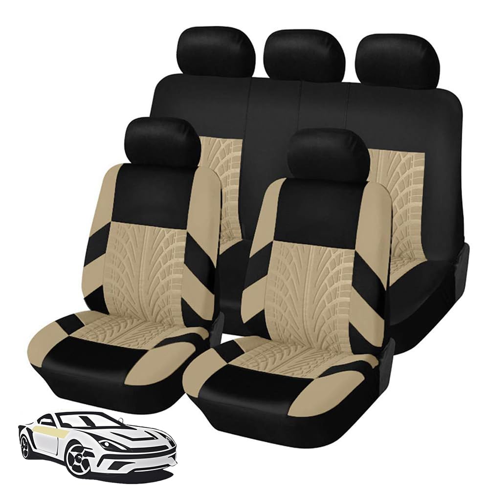WFYBMB Car Seat Cover for Nissan Note 2013-2017, Interior Protector Accessories Tailored Sets Full Surround Seat Covers Comfortable and Breathable Waterproof,C-Beige