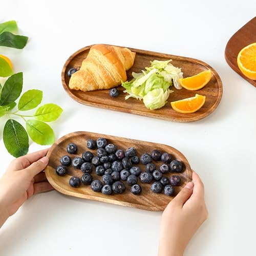 Bamxzoo Premium Quality Dining Walnut Oval Serving Plate Set of 2(10