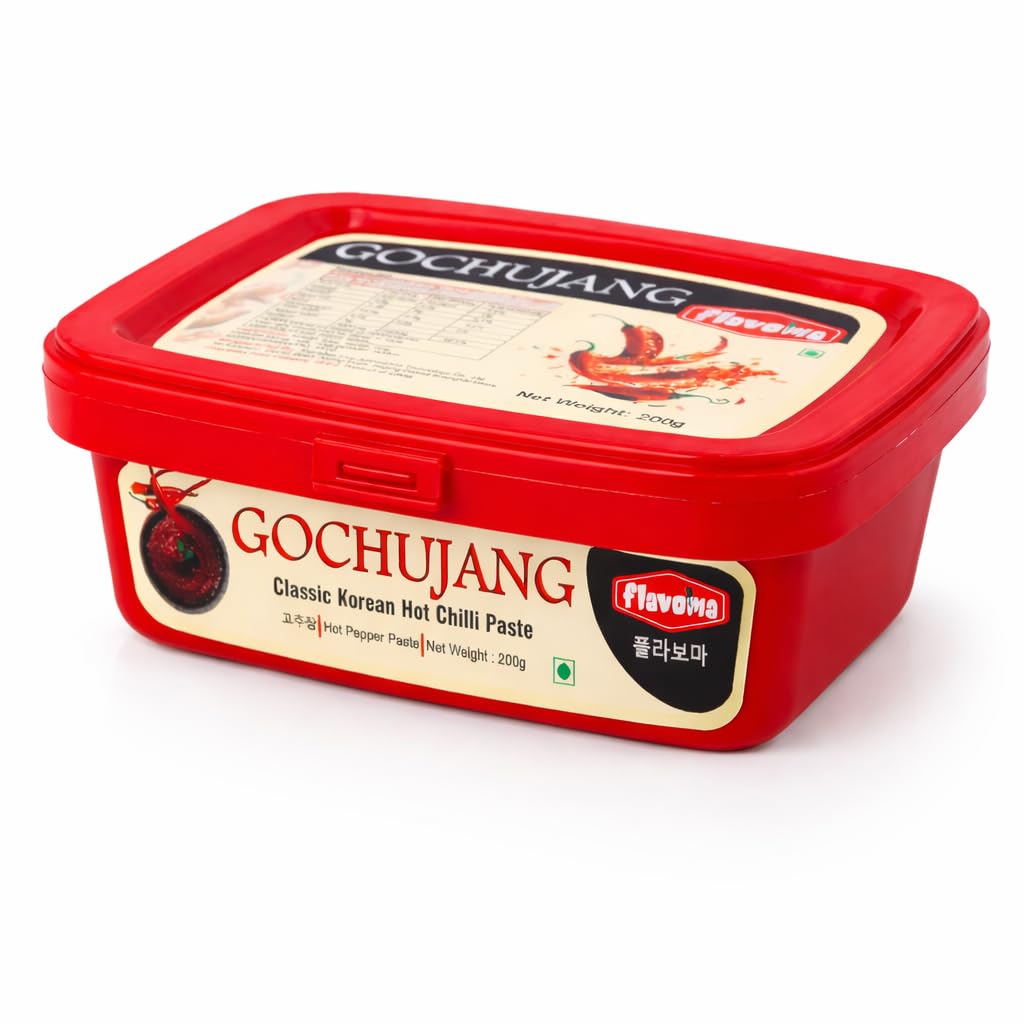 Flavoma Classic korean Gochujang Hot Pepper Paste, 200gm (Red Hot Chilli Paste, Thick and Smooth and Savory Korean Traditional Fermented Sauce, Umami Flavour, Authentic Red Pepper)