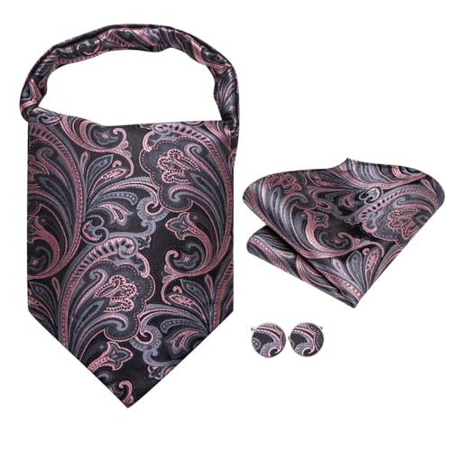 Image of Dubulle Paisley Floral Ascot for Men Self Tie Mens Cravat and Pocket Square Cufflinks Wedding