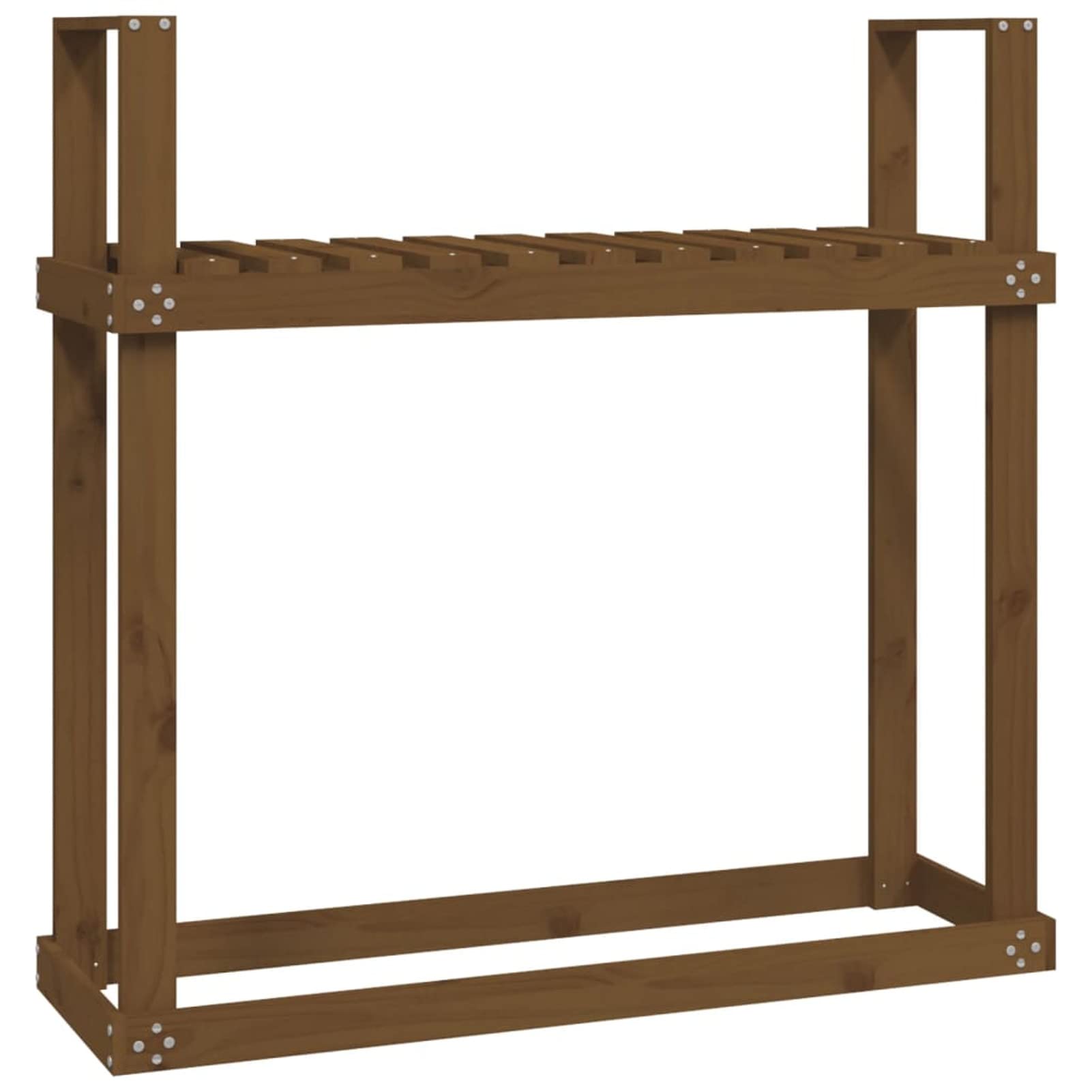 Homgoday Portalegna Marrone 110x35x108,5 cm in Legno Massello di Pino, Portalegna da Interno, Portalegna da Ardere, Porta Legna per Camino, Legnaia da Interno, Impilabile Stufa Ripiano Legno