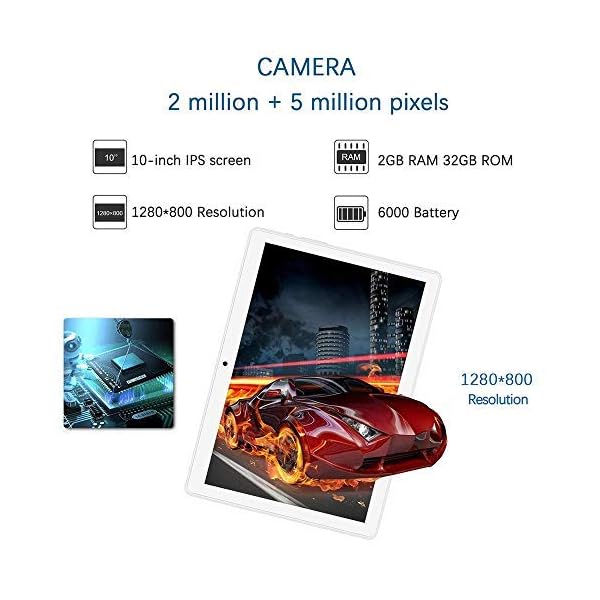 Tablet-101-inch-Android-Tablet-with-32GB-Storage-3G-Phone-Tablets-Dual-Sim-Card-5MP-Dual-Camera-Quad-Core-Processor-1280x800-IPS-HD-DisplayGPSFMBluetoothSilver ZONKO Tablet 10.1 inch Android Tablet with 2GB+32GB+256GB Expand, 3G Phone Tablets & Dual Sim Card & 2MP+ 5MP Dual Camera, Quad Core Processor, 1280x800 IPS HD Display,GPS, FM (Silver)