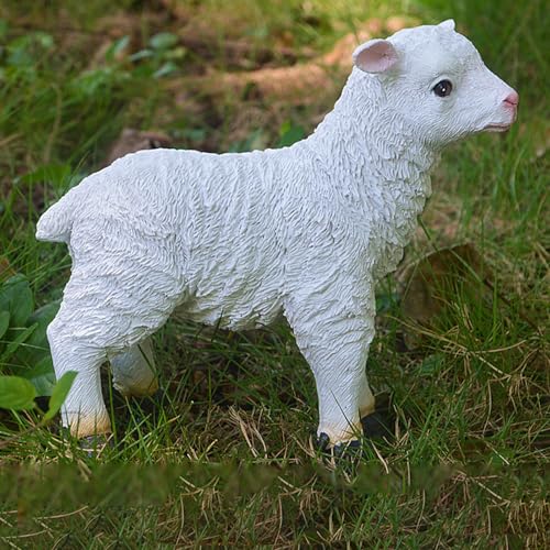 Fockety Sheep Statue, Hand Made Lifelike Resin Lamb Statue - Image 3
