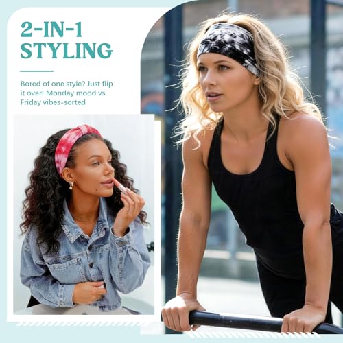 Image of Awumbuk Wide Headbands for Women Knotted No Slip Head Bands Soft Turban Headband Hair Accessories Boho African Solid Color Head Wraps for Women Yoga Workout (Light Purple)