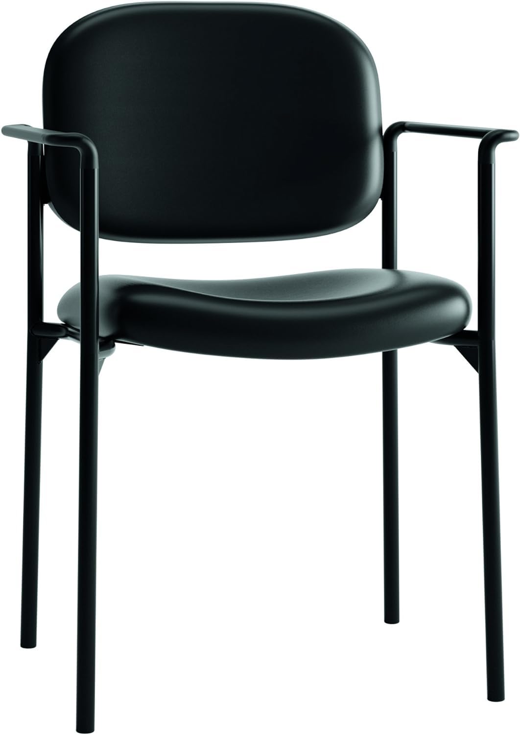HON Scatter Leather Office Chairs for Guests, Lobby, Offices, Stackable Chairs with Arms, Comfy Desk Seating, Black