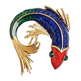 Sudemota Brooches & Pins Pins Brooches for Skirts Sweater Scarf Lapel Hat Oil Dripping Goldfish Brooch Painted Enamel Koi Fish Brooch 5.5 * 5Cm (Color : Grey)