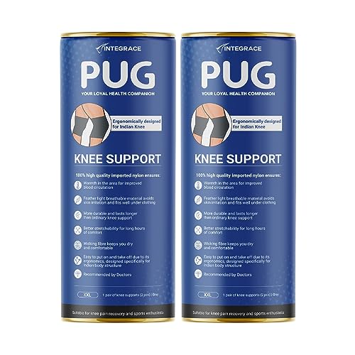 Image of PUG Knee Support 1 Pair, Size XXL (Pack of 2) |Unleash Your Performance | Ergonomically Designed for Indian Knee|Ideal for Sports enthusiasts, Knee Pain and Injury Prevention