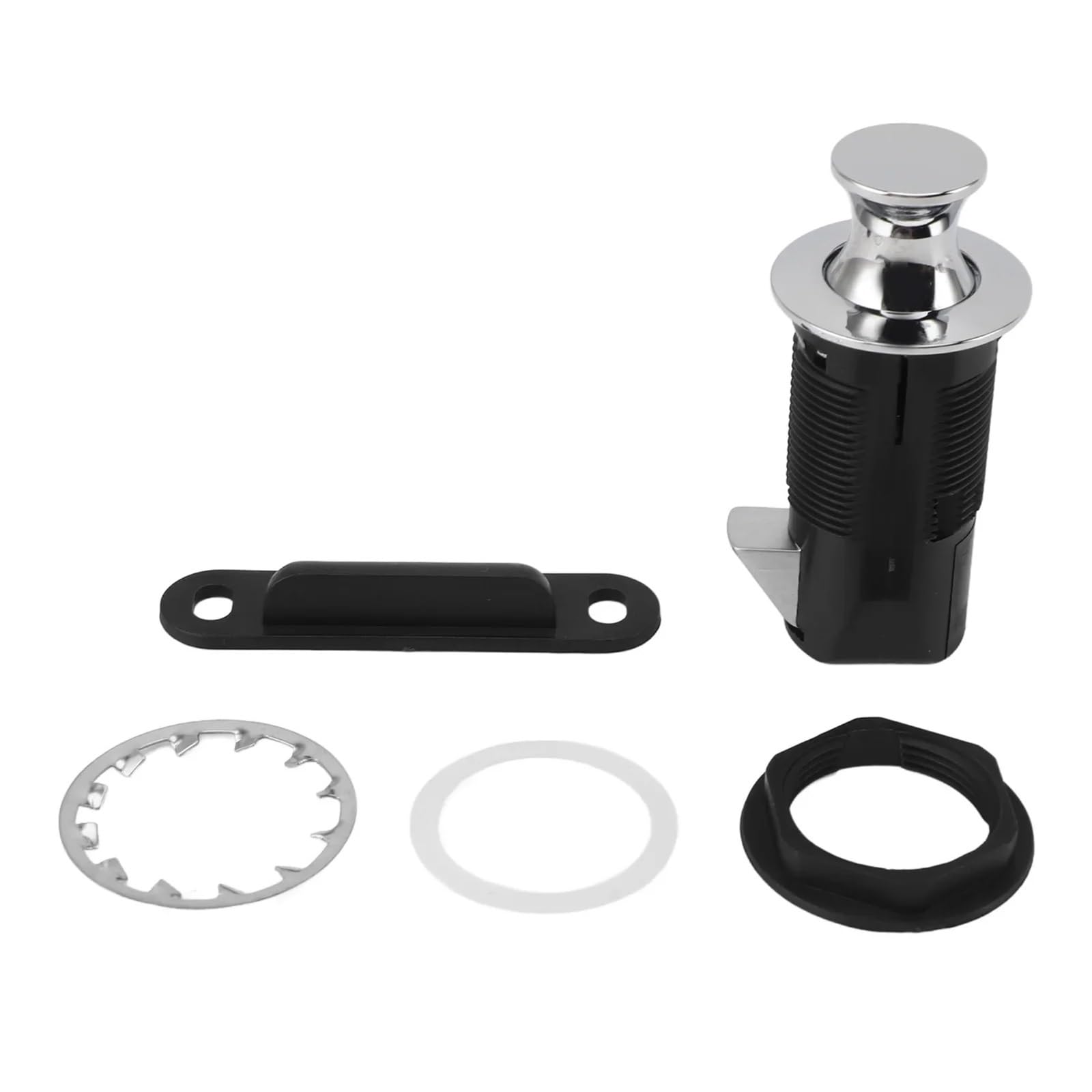 Push-Button Latch Cabinet Lock Zinc Alloy ABS Secure Round(Chrome)