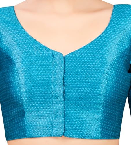 Image of Studio Shringaar Women's Brocade Half Sleeve Bright Readymade Saree Blouse