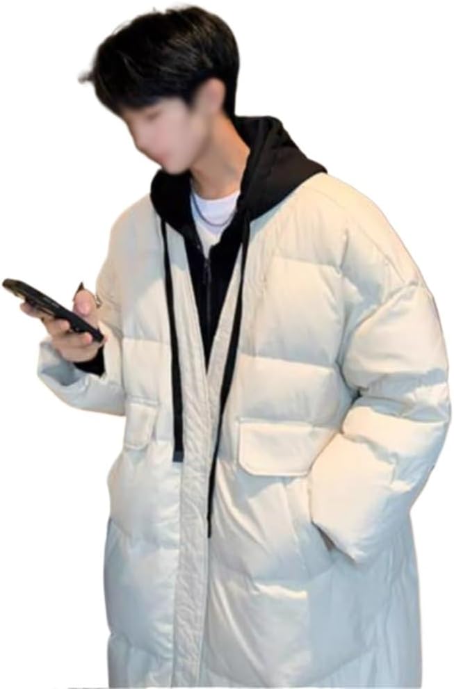 Fake Two Loose Down Jacket Male Winter Thick Warm Lovers Leisure In The Long Clothing Coat