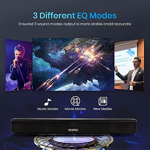 Soundbar for tv, dyplay 20 inch 100W Wired Soundbar, 4 Equalizer Modes, Bluetooth 5.0, HDMI ARC/Optical/3.5mm AUX/TF/USB (Cable included), Wall Mountable Soundbar for tv/pc/Home Theater