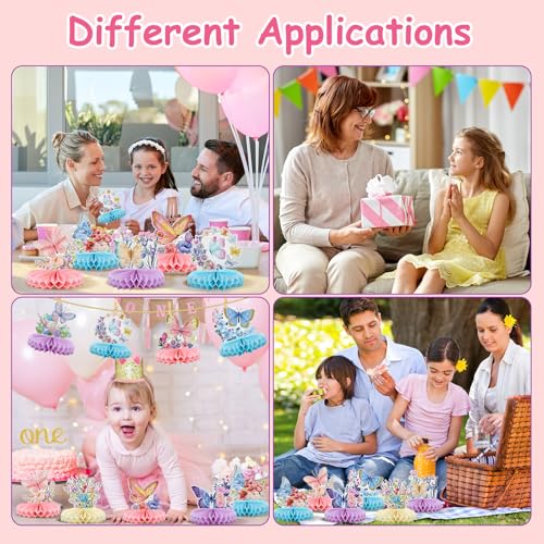 Solaverano 10 Stück Tischdekoration, Wabentisch, Geburtstagstisch, Dekoration für Geburtstag, Schmetterling, für Partydekorationen zum Thema Schmetterlinge