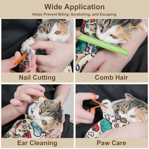 Image of 35.5 inch Extra Large Cat Grooming Wrap - Anti-Escape Cat Wrap for Cutting Nails, Brushing & Medication - Soft, Comfortable, Reusable, Self-Adhering, Holds Cats Up to 22lbs (Elephant Cat)