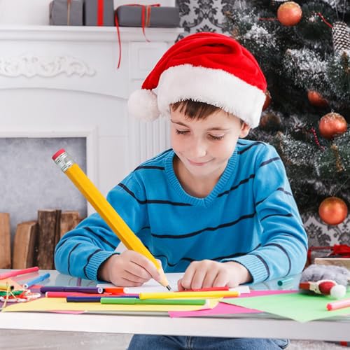 2 Stück Hölzerne Riesen Bleistift, Übergroße Jumbo Bleistifte mit Kappe und Radiergummi, Lustiger Großer Neuartiger Bleistift für Kinder, Schule, Zuhause, Büro, Prop Geschenke Dekor (Gelb, Blau)