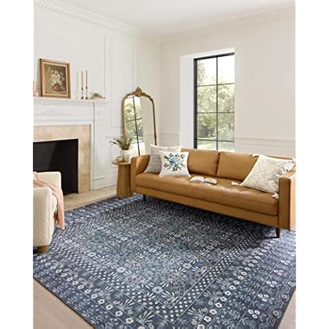 Rifle Paper Co. x Loloi Maison Collection MAO-03 Rosette Blue 5'-0" x 5'-0" Round Area Rug Cover