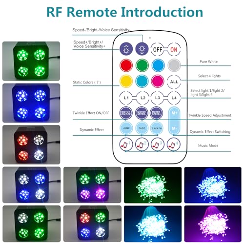Image of 36W 4-Head 4 Color RGBW Twinkle Fiber Optic Lights, Starlight Headliner Kit with Total 1200pcs*0.75mm /0.03in 13.1ft Optical Fiber Cables+Remote and APP Control for Car and Home Interior Decoration