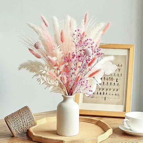 Bouquet de flores secas rosa 17 pulgadas DIY miniatura 1