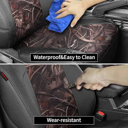 Image of EKR Tacoma Leather Car Seat Covers Custom Fit for Toyota Tacoma 2012 2013 2014 2015 (Regular Seats) - Truck Seat Covers Full Set,Faux Leather(Black /Reed Camo)