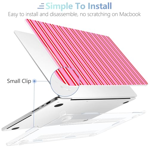 Image of MEEgoodo Case for MacBook Pro 16 inch 2026 2024 2023 2021,Laptop Shell Compatible with M5 M4 M3 M2 M1 Pro /Max Chip,Fit Model A3429 /A3428 /A3403 /A3186 /A2991 /A2780 /A2485,Pink and Red Stripes