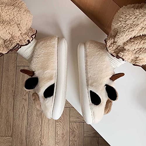 Cartoon Cow Fuzzy Slippers Kawaii Mute Slippers for Women Fluffy Kawaii House Slippers Cute Slippers for Women2