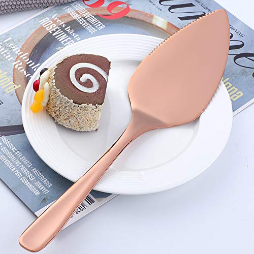 Cake Knife Cutter,Cake Pie Pastry Server Set,Professional Dessert Server For Cake Cheese Pie Pizza (1, Rose Gold)
