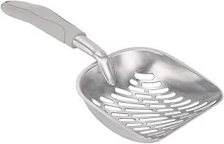 Litter Box er, Easy to Use Stainless Steel Metal Cat Litter Scoop Easy to with Antiâ€‘Skid Handle for Poop Sifting(Grey)