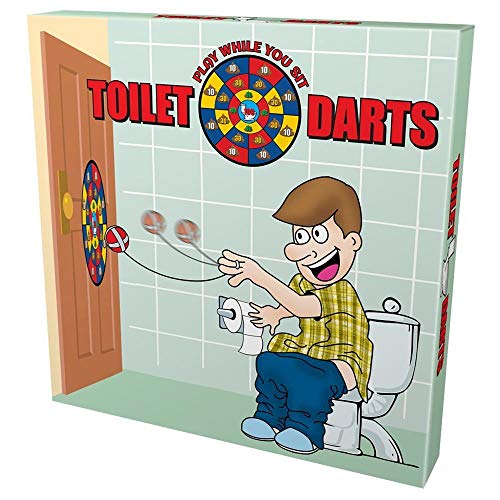 Island Dogs Toilet Darts - Hilarious Bathroom Game for Adults, Sticky Target & 3 Safe Darts, Prank Gift for Men & Women, Fun Games for Adults, Stress Relief, Perfect Gag Gift