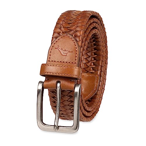 Tommy Bahama Men's Stretch Leather Belt, Tan Braid, Medium (34-36)