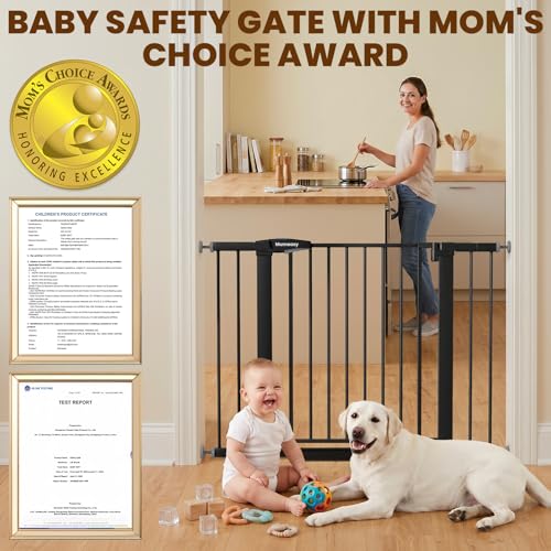 Image of Mumeasy Baby Gate with Door, 29.7-43 inch Auto Close Dog Gate for Doorways