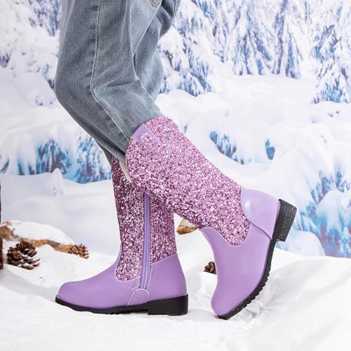 IWIHMIV Toddler Girls Western Riding Boots Mid Calf Cowboy Long Boots Comfortable Western Soft Sole Warm Long Booties4