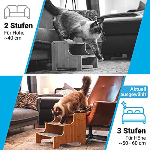 AMAZINGs Hundetreppe für kleine, mittlere und schwere Hunde, Katzen. 3 Stufen | Haustiertreppe, Junge und alte Katzen | 40 cm hoch für Sofa, Bett | Gelenkschonender Ersatz zu Hunderampe