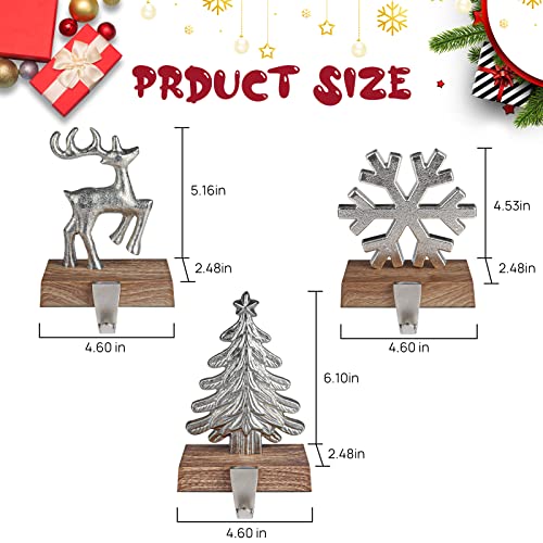 JUSTOTRY-Christmas-Stocking-Holders-for-Mantle-Set-of-3-Tree-and-Snowflakes-and-Deer-with-Non-Skid-Silver-Stockings-Holders-for-Fireplace-Home-Decor-Durable-and-Sturdy-Holiday-Decorative-Stand JUSTOTRY Christmas Stocking Holders for Mantle Set of 3 Tree and Snowflakes and Deer with Non Skid Silver Stockings Holders for Fireplace Home Decor Durable and Sturdy Holiday Decorative Stand