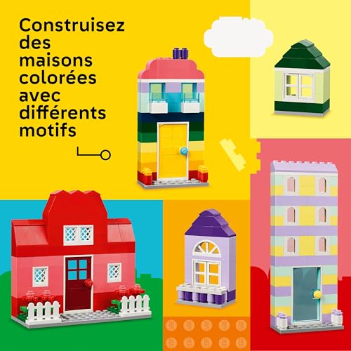 LEGO 11035 Classic Les Maisons Créatives, Ensemble de Briques de Construction pour Enfants, Jouet Cadeau avec Accessoires pour Les Constructeurs, Garçons et Filles, Dès 4 Ans