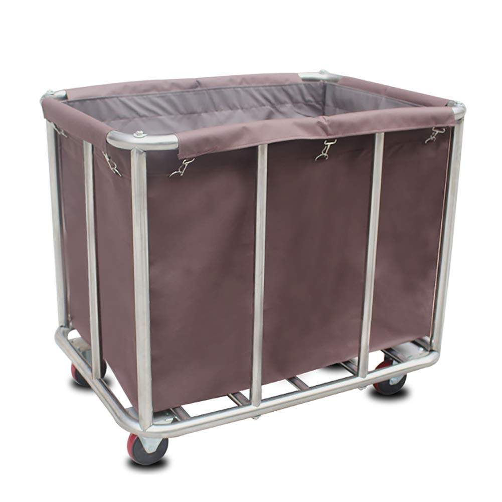 Chariot utilitaire portable en acier inoxydable pour hôtels Chariot de service mobile avec roues Chariot à linge pour hall et service de chambre et design polyvalent