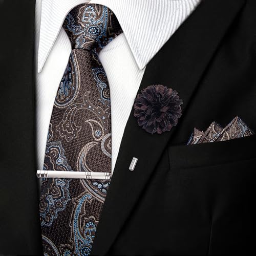 Image of DiBanGu Silk Zipper Ties for Men, Formal Pre-tied Necktie | Adjustable Tie,6PCS,Various Design Styles,Jacquard Woven,Skin-friendly,Practical Gift,Great for Wedding Party,Business Formal