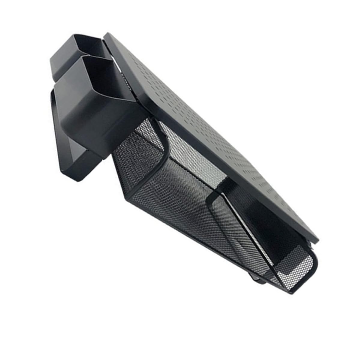 Rehausseur D'écran en Fer Noir Panneau Multi-trous et Rangement Clavier