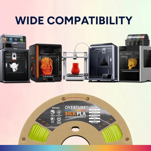 Image of OVERTURE Silk PLA 1.75mm Dual Color Filament, Clog-Free Shiny 3D Printer Filament, 1kg Spool(2.2lbs), Dimensional Accuracy + /- 0.03 mm, Fit Most FDM Printer(Silk Green-Magenta)