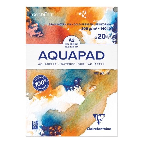 Lot de 2 Bloc de 20 feuilles papier aquarelle Aquapad, 300 g/m², A2