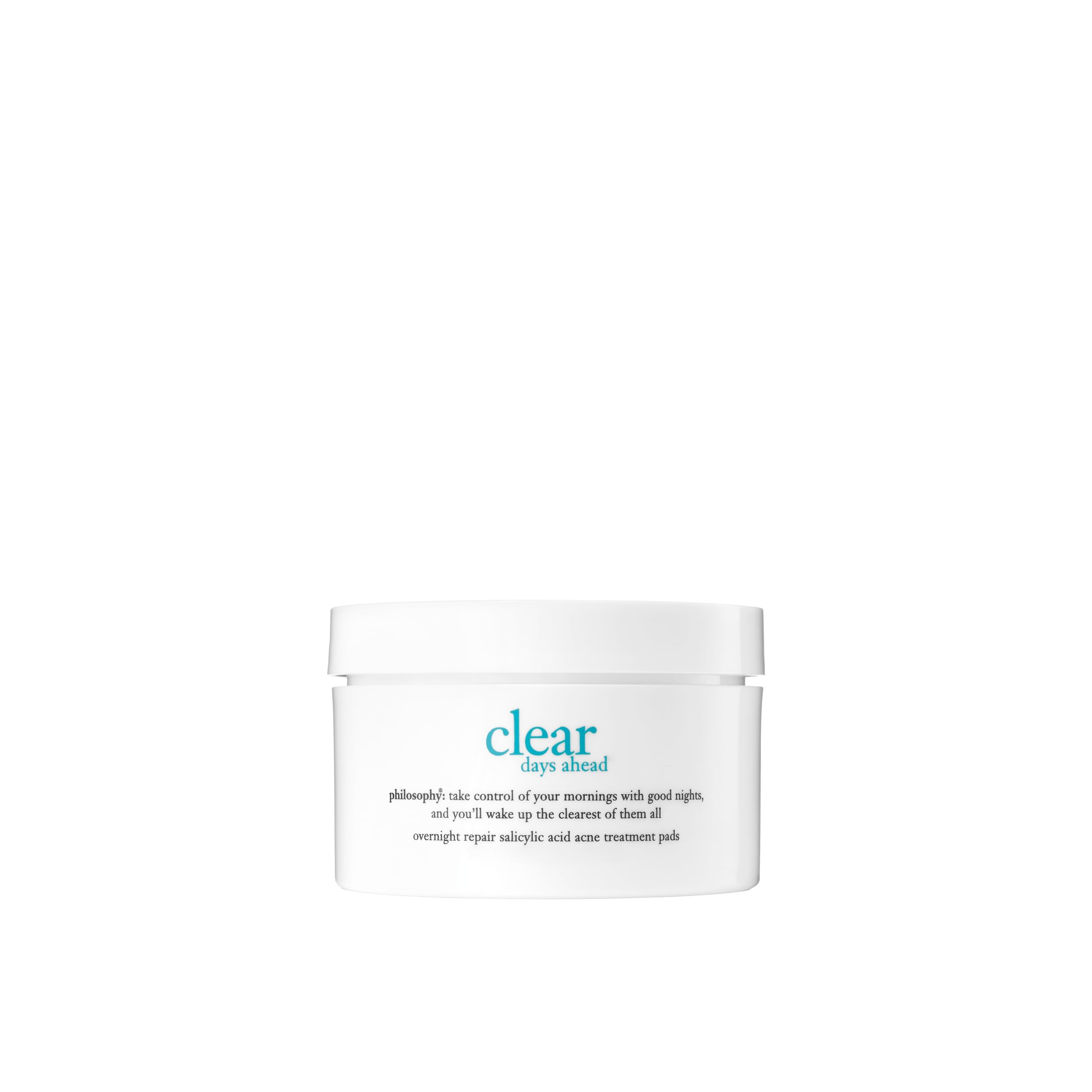 philosophy clear days ahead overnight repair acne treatment pads - with salicylic acid - remove dead skin cells to keep pores clear and prevent future breakouts - 60 ct