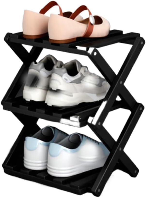 The 3/6/9-Tier No-Assembly Bamboo Rack, Folding Bamboo Shoe Storage Rack, Foldable Vertical Slim Tall Narrow Storage Organizer, Freestanding, Space-Saving for Entryway (#White,9 Layer)