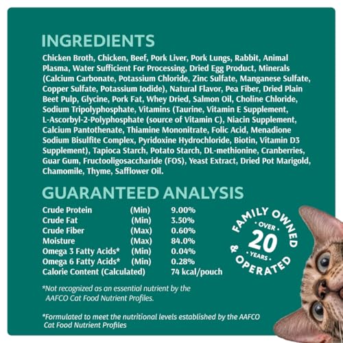 Image of Optimeal Grain-Free Wet Cat Food Pouches - Beef & Rabbit in Savory Gravy, High Protein & Moisture-Rich Tender Morsels, Indoor Adult Cat Food Wet with Natural European Ingredients, 3 oz (Pack of 12)