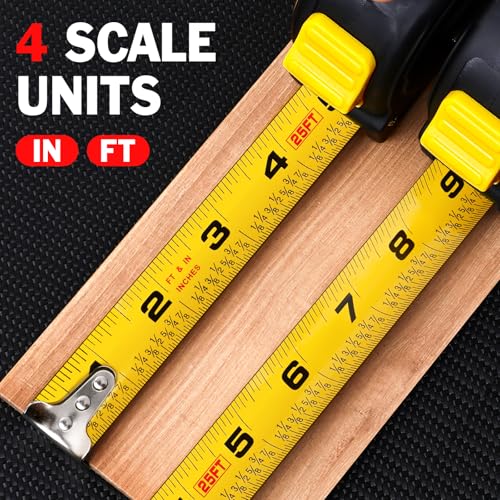 10 Pack Bulk Tape Measure 25 FT with Fractions 1/8, Easy Read Retractable Measuring Tape, Great for House Construction and Carpenter - Image 3
