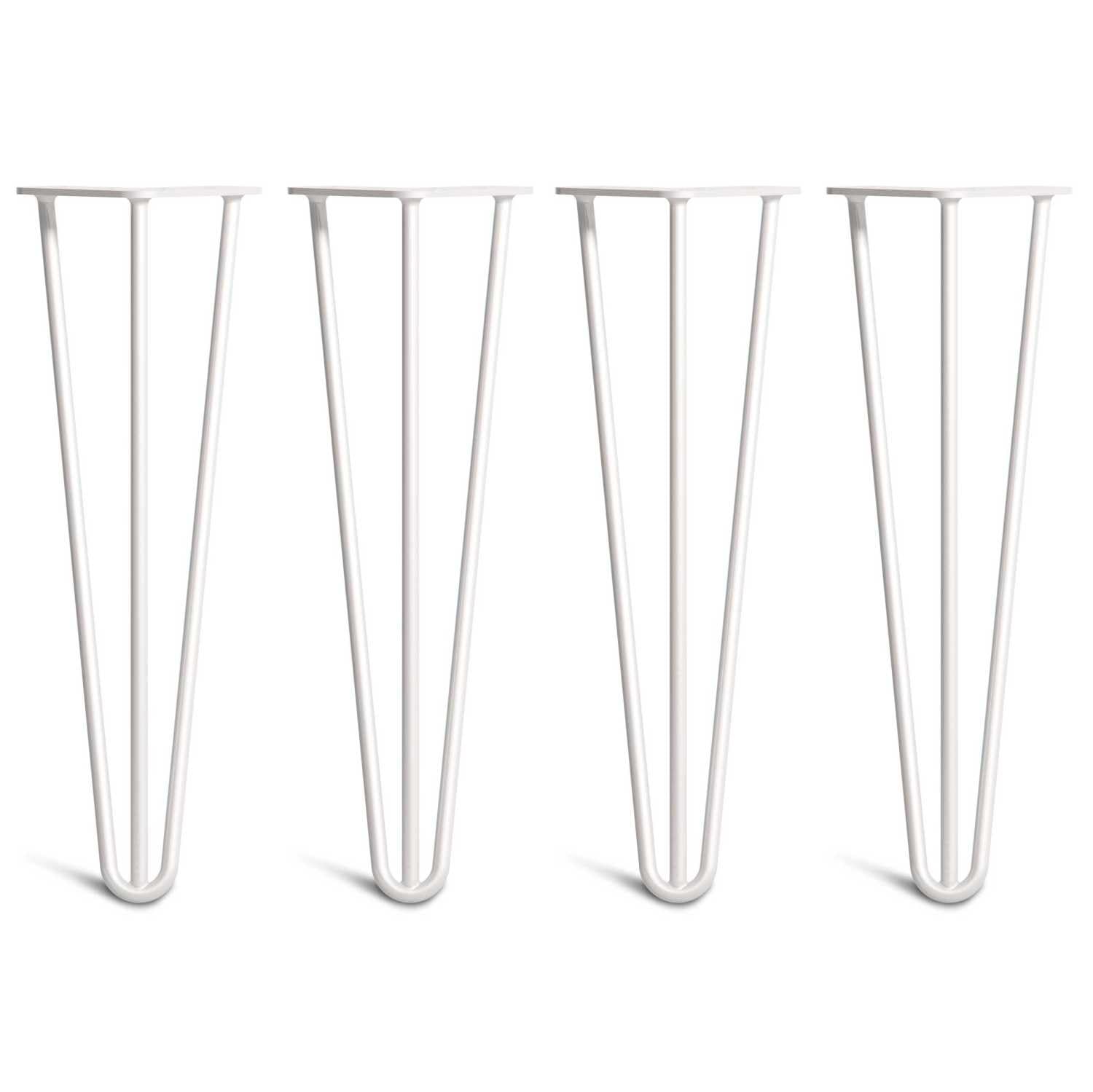 [HLC] 4 x Hairpin Table Legs – Superior Double Weld Steel Construction With Screws, Build Guide & Protector Feet Worth £8 Included! – 10mm Steel [14"/35cm,White]