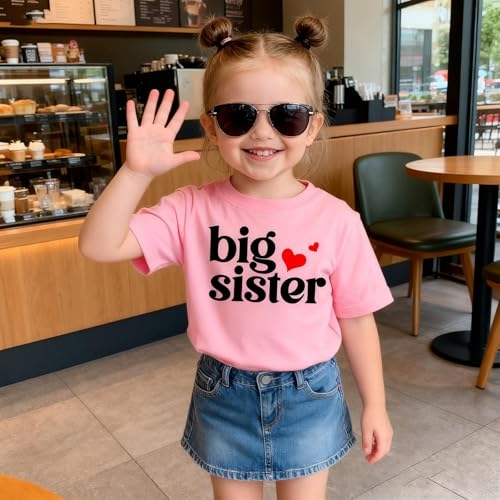 Image of Big Sister Shirt for Girls Toddler Kids Pregnancy Announcement Promoted to Big Sis T-Shirt Summer Short Sleeve Top