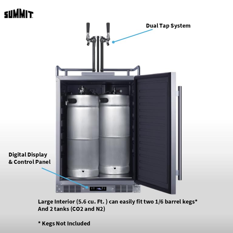 Summit 24" Outdoor Beer & Coffee Kegerator, Dual Tap, Weatherproof, Beer and Coffee Dispenser, Stainless Steel- SBC683OSTWINCFB