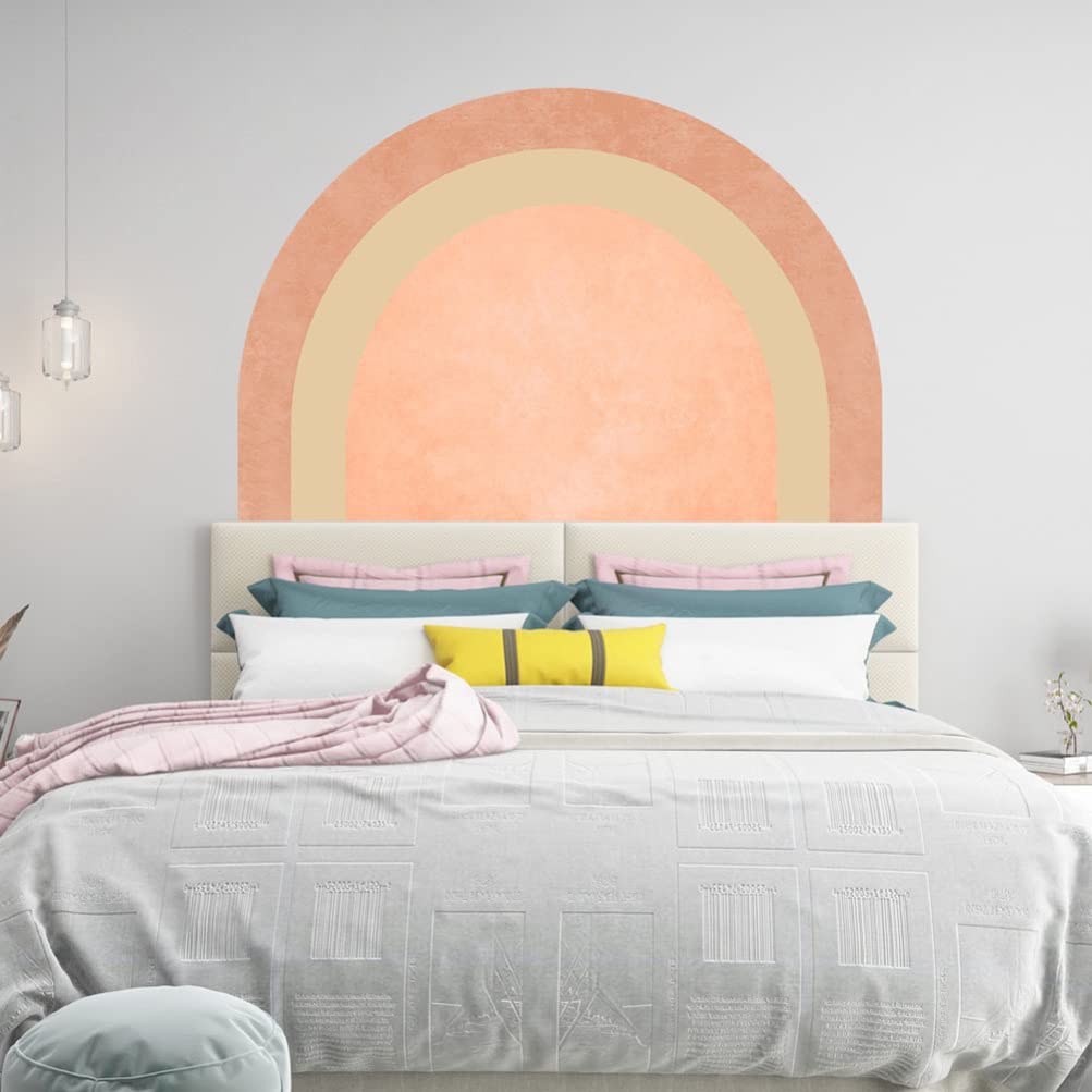 Autocollant Murale Demi-Cercle Boho - Sticker Tête De Lit Amovible - Décor Arc-en-Ciel 140x104 Cm - PVC