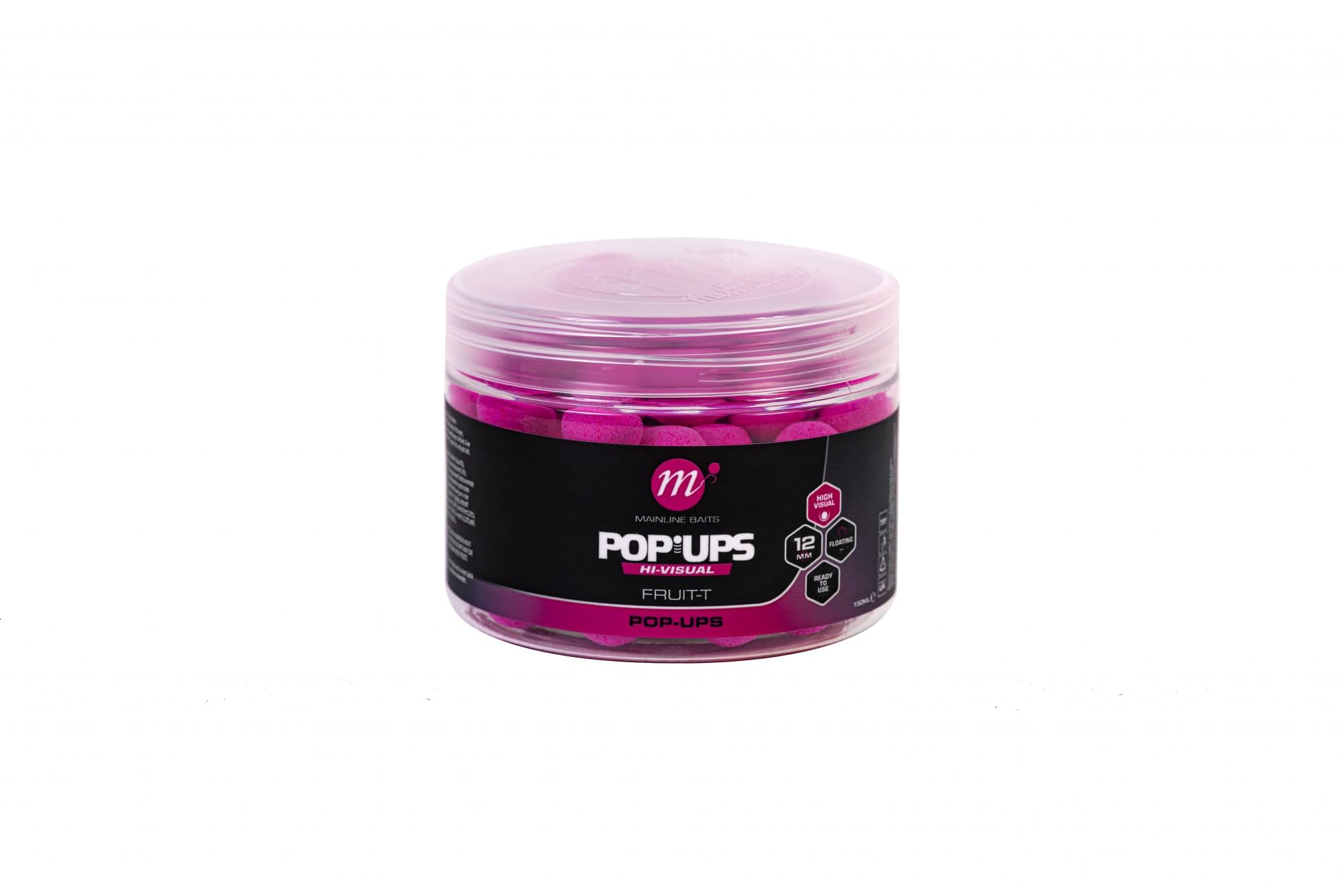 Mainline Baits Hi-Viz Bright Purple Pop Ups 12mm Fruit-T 250ml | Carp Fishing Bait | Highly Bouyant | Supports Heavy Rigs | Bright Colour | Proven Flavour | Ideal as Scaled Down Bait for Wary Carp