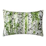 Kissenbezug Weiße Birken Mit Grünen Blättern Pflanze Kreativdruck Kopfkissenbezug Dekorative Sofakissen Premium Kissen Bezug Für Büro Bed Wohnzimmer 45X45 cm