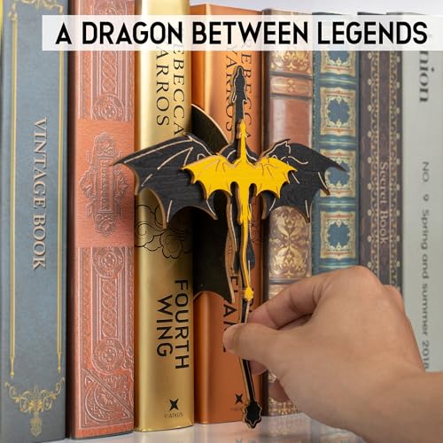 Enchanted Dragon Bookshelf Decor - Large 8x7 Wooden Fantasy Bookend for Acotar, Fourth Wing, and Throne of Glass Enthusiasts - Image 2