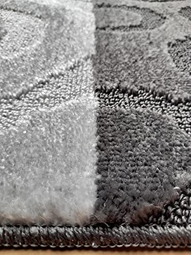 oKu-Tex Design Badematte Antirutsch Set 2 Teilig, rutschfest & waschbar, Badvorleger 60 x 100 cm für das Badezimmer, WC Vorleger mit Ausschnitt 50 x 60 cm, gestreift Kreise, grau anthrazit – Bild 4